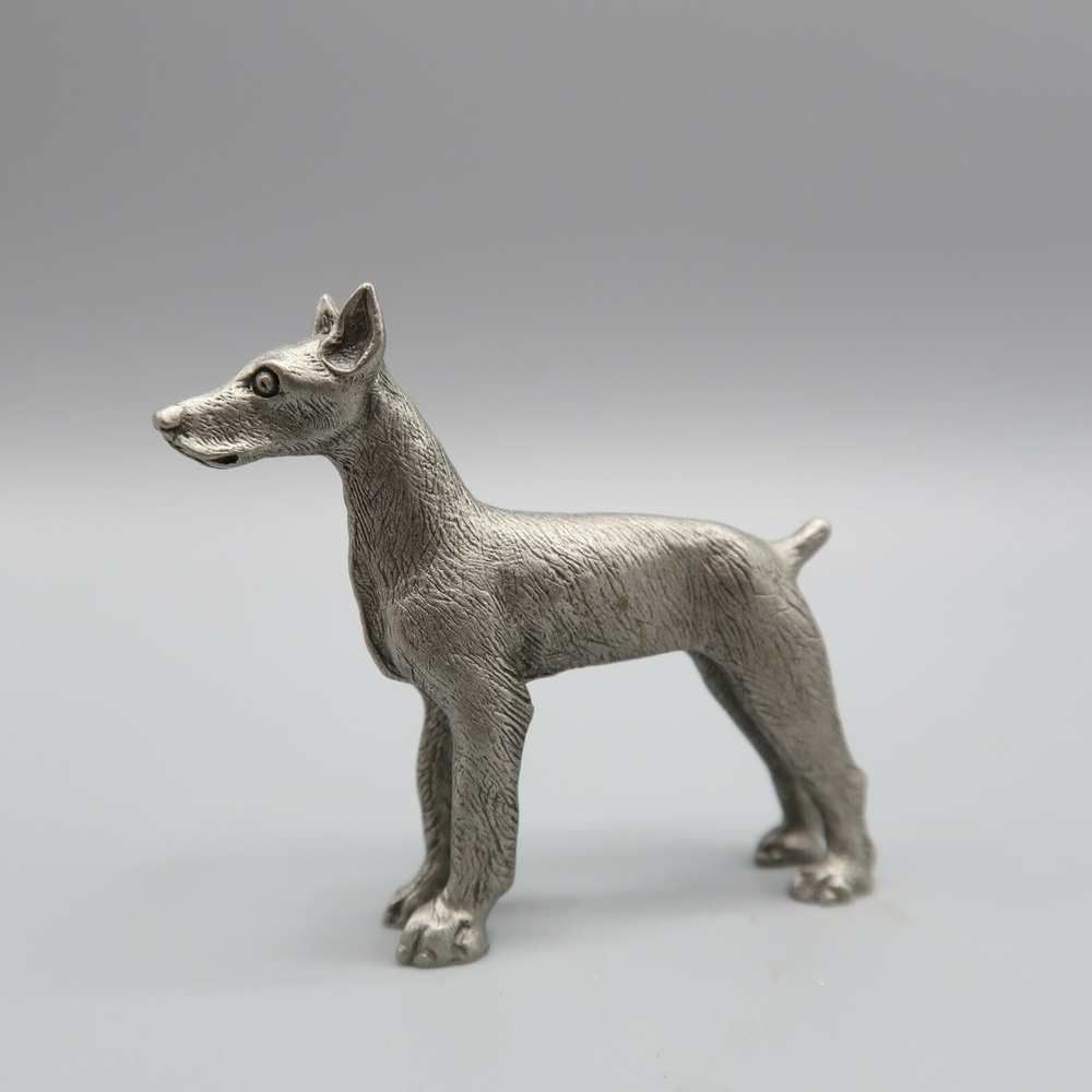 Vintage‎ Doberman Pointer Pewter Dog by BeaLine 2" tall